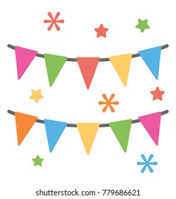 Holiday flags garland flat vector icon
