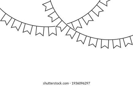 Holiday flags garlands flat line icon. Vector illustration