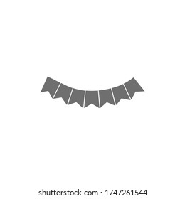 Holiday flags garlands icon flat. Illustration isolated on white background. Vector grey sign symbol