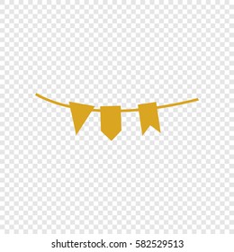 Holiday flags garlands icon flat. Vector Illustration isolated. Flat style orange icon on transparent background.