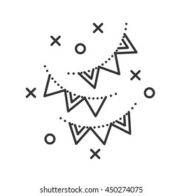 Holiday flags garlands icon. Thin line vector illustration