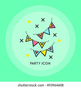 Holiday flags garlands icon. Thin line vector illustration