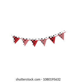 Holiday flags garlands sign. Vector. Brown icon with shifted black circle pattern as duplicate at white background. Isolated.