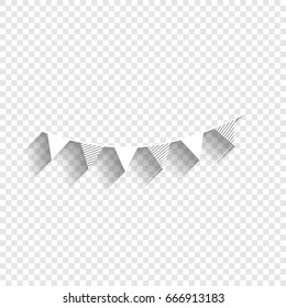 Holiday flags garlands sign. Vector. White icon with soft shadow on transparent background.
