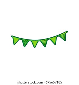Holiday flags garlands sign. Vector. Lemon scribble icon on white background. Isolated
