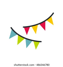 Holiday flags icon in flat style isolated on white background. Events and parties symbol vector illustration