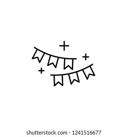 holiday flags on the rope icon. Element of new year oarty outline icon. Thin line icon for website design and development, app development. Premium icon