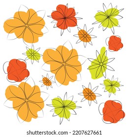 Decoración floral de vacaciones. Plantilla vectorial aislada. Diseño vegetal floral. Fondo blanco. Afiche romántico. Papel de pared botánico en el jardín.