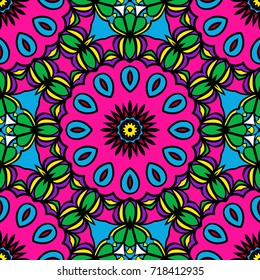 holiday floral seamless mandala pattern. vector illustration