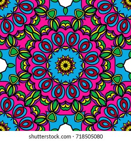 holiday floral seamless mandala pattern. vector illustration