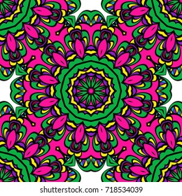 holiday floral seamless mandala pattern. vector illustration