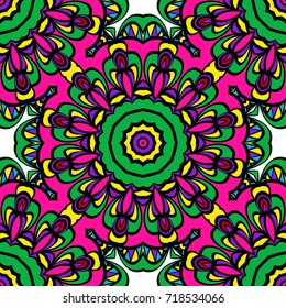 holiday floral seamless mandala pattern. vector illustration