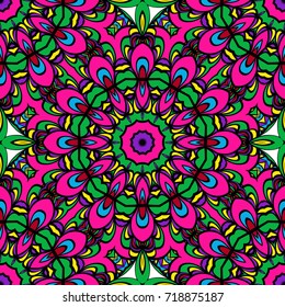 holiday floral seamless mandala pattern. vector illustration