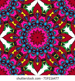 holiday floral seamless mandala pattern. vector illustration