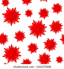 Holiday floral seamless pattern with red flowers on white background. Vector illustration for fabric, textile, wallpaper, posters, card. Summer abstract illustration. Paper cut. 