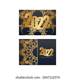 Holiday Flyer 2022 Merry Christmas Black with Abstract Gold Ornament