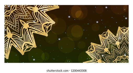 Holiday Flyer With Floral Mandala Ornaments. Vector Oriental design. Islam, Arabic, Indian, Ottoman Motifs