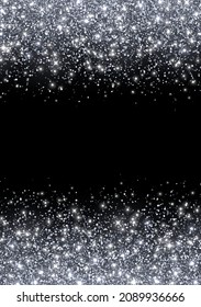 Brillo plateado de volante de vacaciones sobre fondo negro. Vector