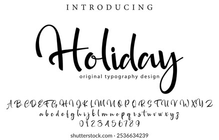 Holiday Font Stylish brush painted an uppercase vector letters, alphabet, typeface