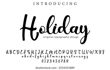 Holiday Font Stylish brush painted an uppercase vector letters, alphabet, typeface