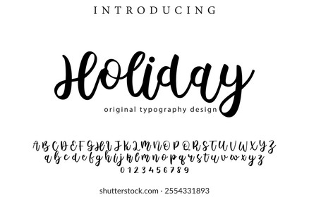 Holiday Font Stylish brush painted an uppercase vector letters, alphabet, typeface