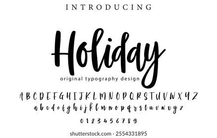 Holiday Font Stylish brush painted an uppercase vector letters, alphabet, typeface