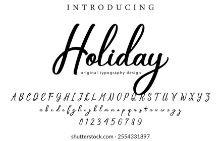 Holiday Font Stylish brush painted an uppercase vector letters, alphabet, typeface