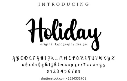 Holiday Font Stylish brush painted an uppercase vector letters, alphabet, typeface