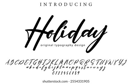 Holiday Font Stylish brush painted an uppercase vector letters, alphabet, typeface