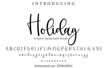 Holiday Font Stylish brush painted an uppercase vector letters, alphabet, typeface