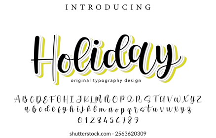 Holiday Font Stylish brush painted an uppercase vector letters, alphabet, typeface