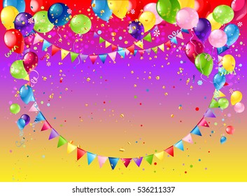Holiday frame with balloons
