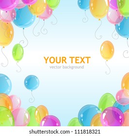 Holiday frame with colorful balloons Vector