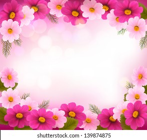 Marco de vacaciones con flores de colores. Vector