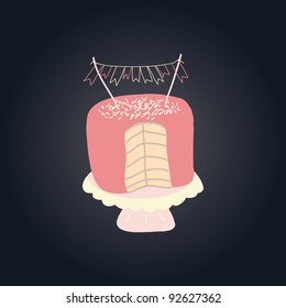 holiday funny pink cake with flags and sprinkles