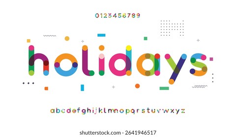 Holiday future font creative modern alphabet fonts. Typography colorful bold with color dot regular. vector illustrator
