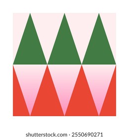 Holiday geometric christmas ornament.Christmas and Happy New Year symbol.Festive vector emblem in green and red colors.Holiday design for branding,emblems,invitations,prints,smm,covers