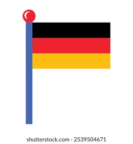 Holiday German flag on bright flagpole