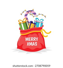 Ilustración de la etiqueta engomada del Vector del bolso del regalo de Festiva.