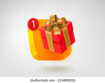 botón de la caja de regalo de vacaciones. Icono de aplicación móvil vectorial 3