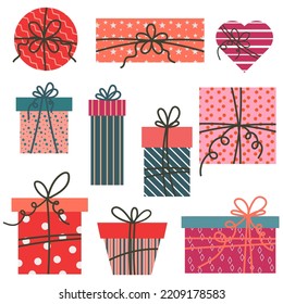 Holiday gift boxes. Vector illustration.