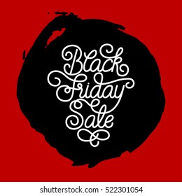 Holiday gift card with hand lettering Black Friday Sale on grunge brush background. Vector illustration for your design