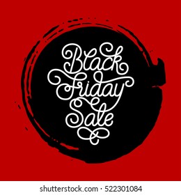 Holiday gift card with hand lettering Black Friday Sale on grunge brush background. Vector illustration for your design