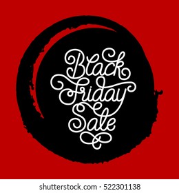 Holiday gift card with hand lettering Black Friday Sale on grunge brush background. Vector illustration for your design