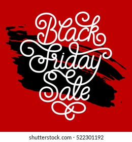 Holiday gift card with hand lettering Black Friday Sale on grunge brush background. Vector illustration for your design