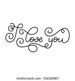 Holiday gift card with hand lettering I love you. Vector illustration for your design