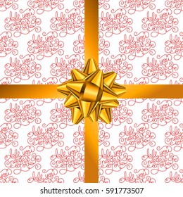 Holiday gift card with hand lettering All you need is Love and bow. Vector illustration for your design