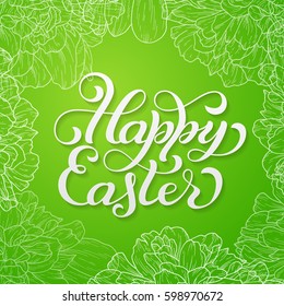 Holiday gift card with hand lettering Happy Easter. Vector illustration for your design