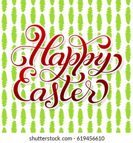 Holiday gift card with hand lettering Happy Easter. Vector illustration for your design