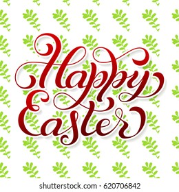 Holiday gift card with hand lettering Happy Easter. Vector illustration for your design